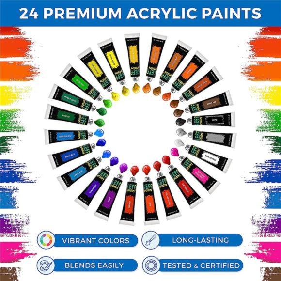 Acrylic Paint Set for Adults - Art Painting Supplies Kit with Tabletop Easel - Picture 4 of 7